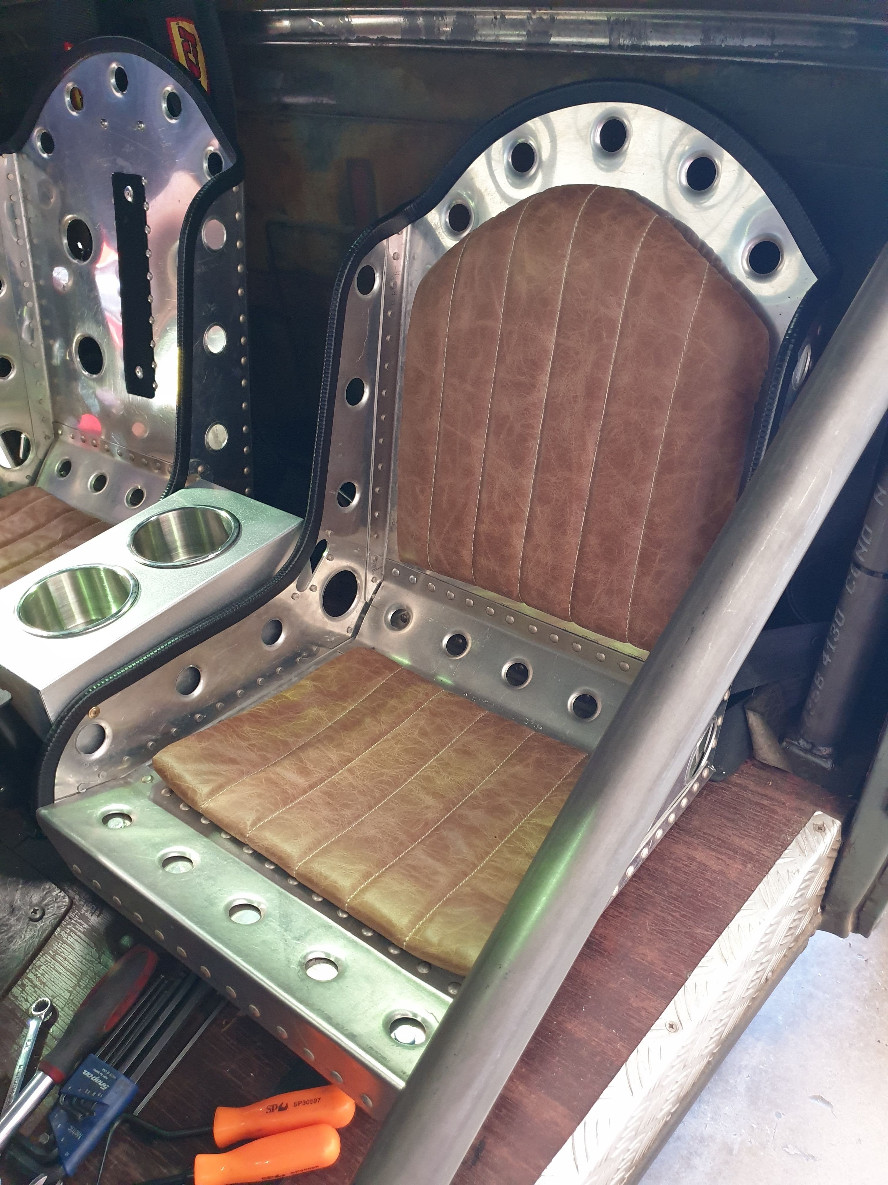 distressed leather insert
