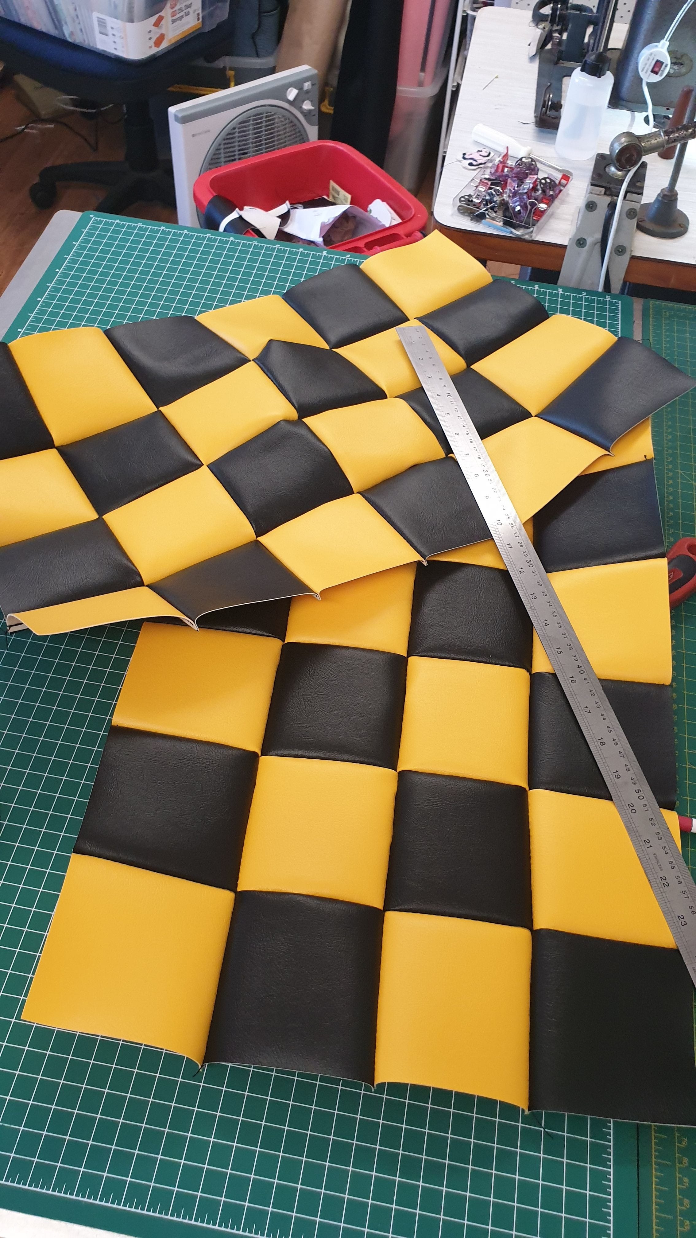 Custom stitching for a race car seat, this one screams HOTROD!